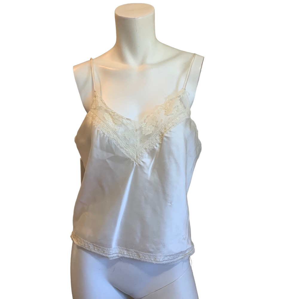 Dior White Lace Trim Chemise